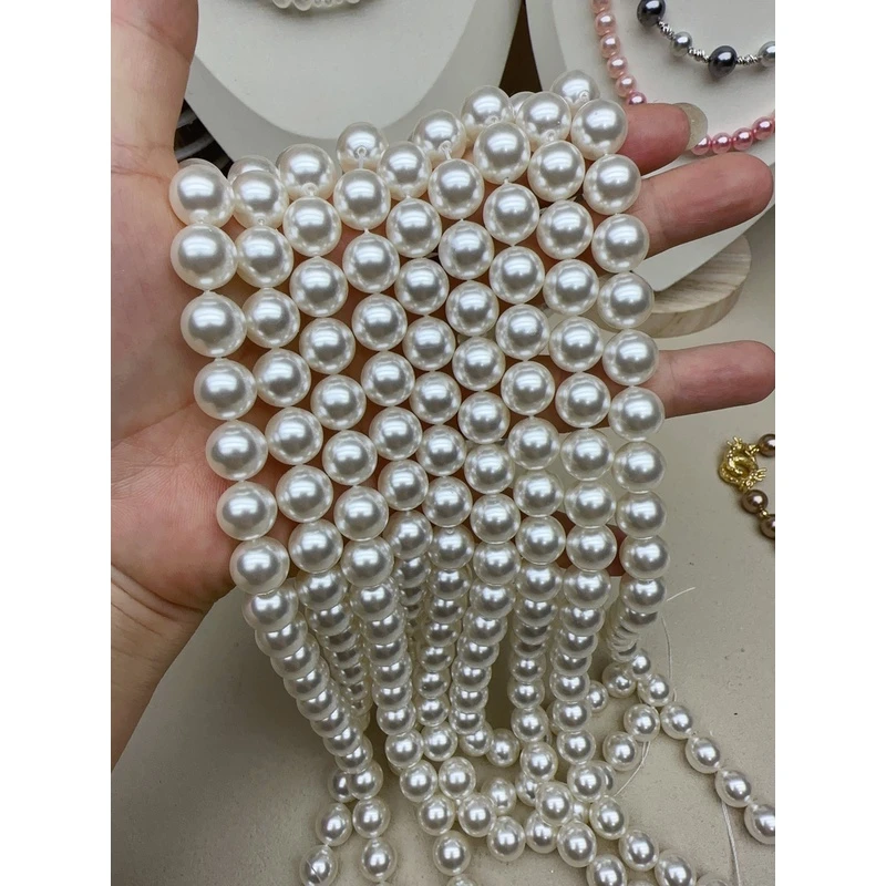 非金属仿珍珠手链  12mm大尺寸珍珍粉珠线穿珠手作绳子首饰编织