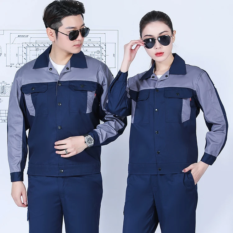 棉工作服套装男女士女款夏季耐磨长袖上衣地劳保服半韵假发片服装