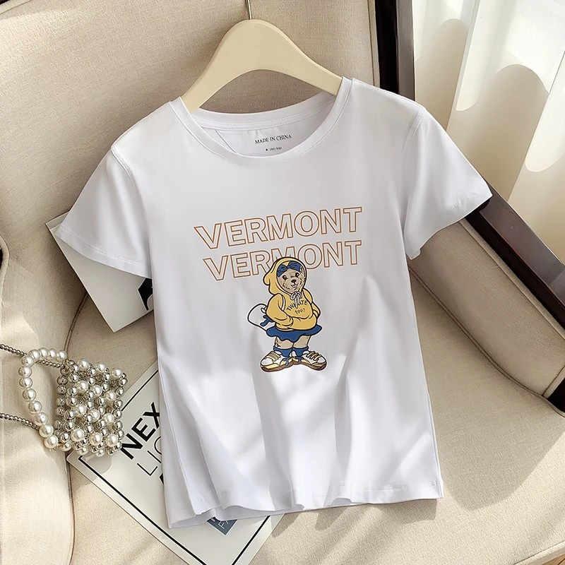 以柔 春秋夏款-修身版圆领简约休闲百搭印花t恤夏季女短袖时尚XX7