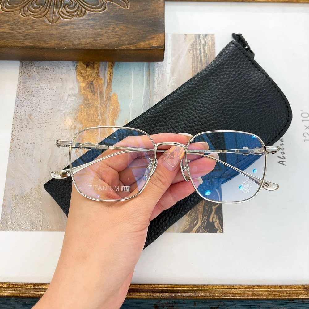 简约防蓝光眼镜潮百搭超轻金色眼镜架大框男女同款素颜近视眼镜