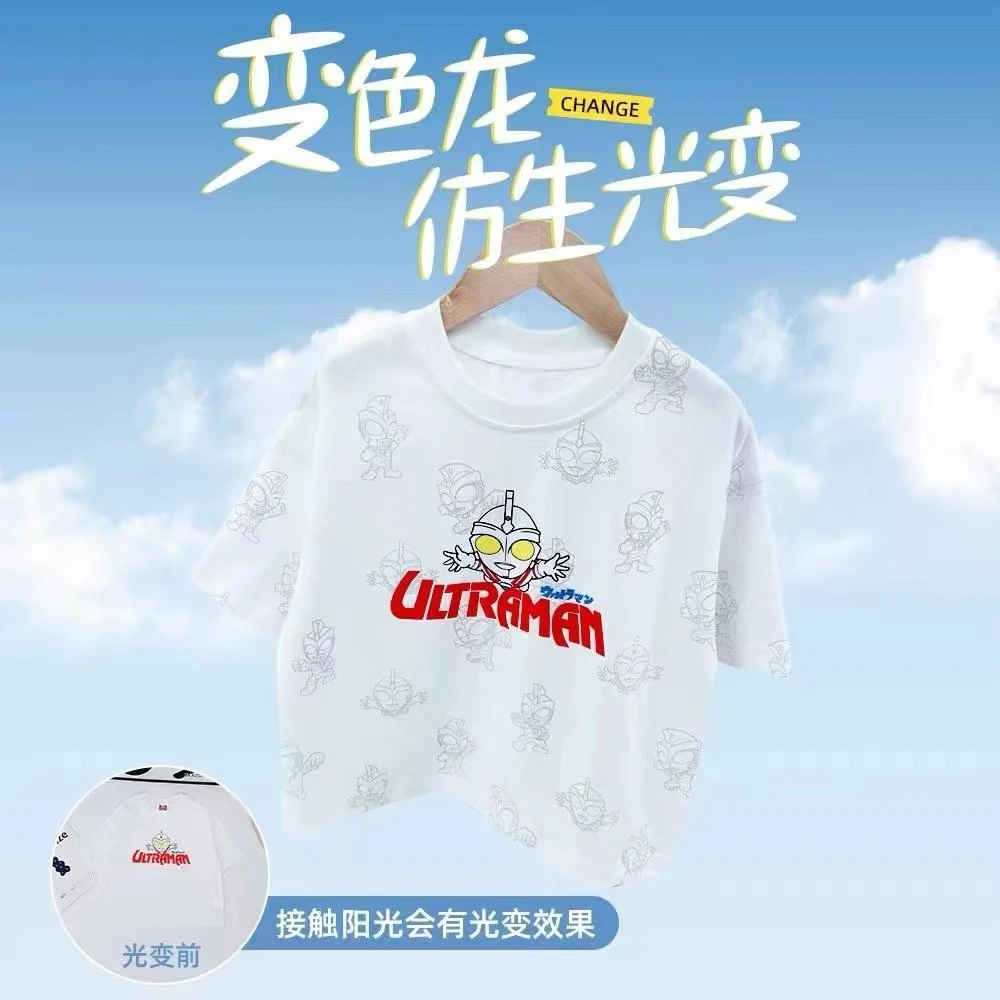 见阳光男童短袖T恤夏季中大儿童爆款2024新款变光男孩奥特曼半袖