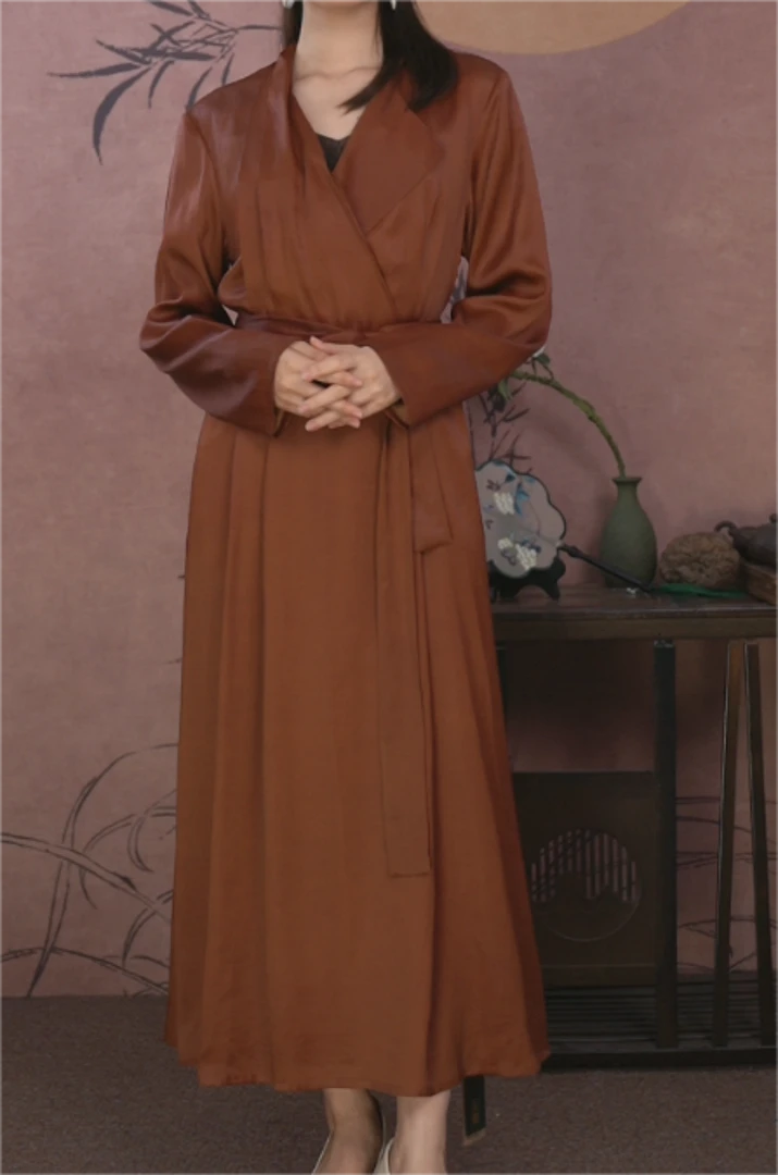 新款红云纱女装连衣裙1377