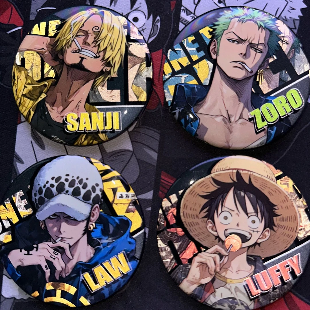 海贼王双闪反光吧唧路飞索隆山治罗二次元动漫周边微章挂件航海王