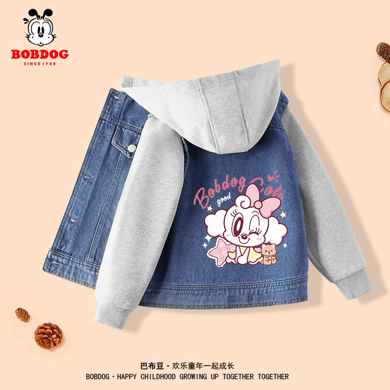 巴布豆童装女童牛仔外套春秋款儿童休闲秋装上衣中大童潮流夹克女