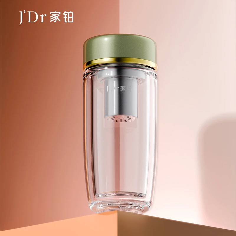 J'Dr家铂万象高端系列双层玻璃杯高颜值家用办公车载便携泡茶杯