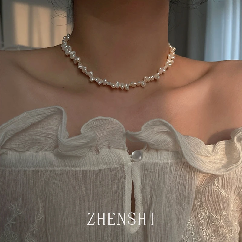珍氏珠宝 淡水珍珠项链女 时尚百搭优雅高级锁骨链颈链 (花间晴)