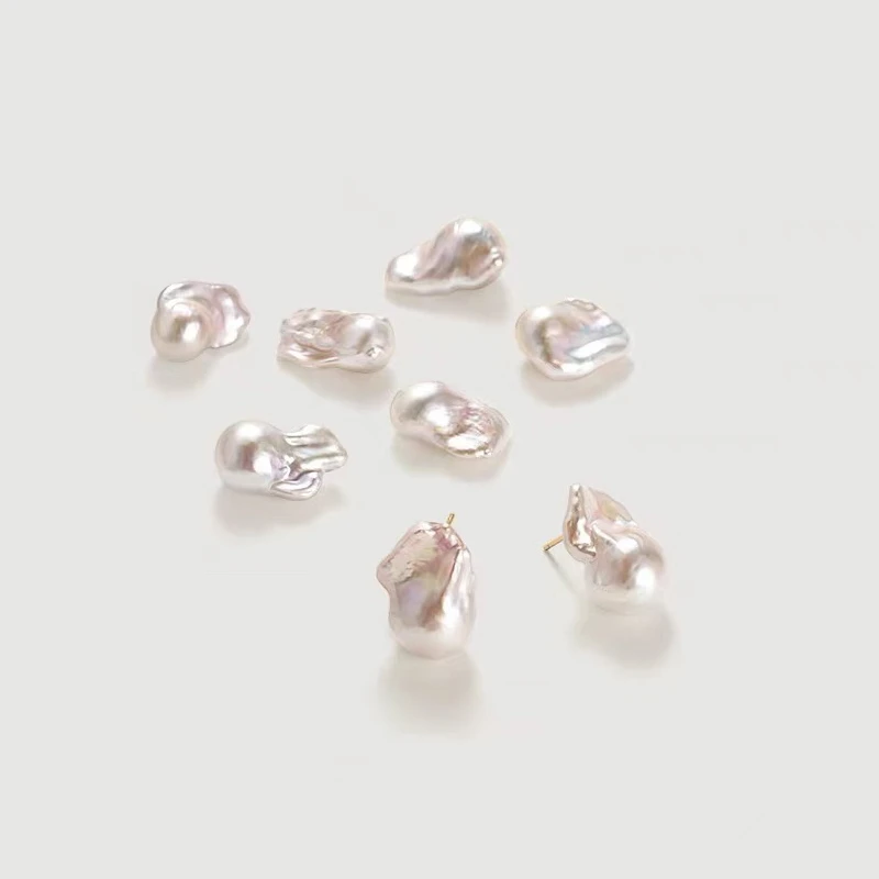 珍氏珠宝 天然淡水珍珠耳饰女 S925银巴洛克耳饰（南宛）多样性发一