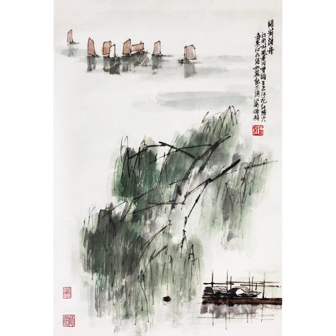 李传新 46*68cm 美协名家江南山水国画字画真迹孤品收藏客厅书房
