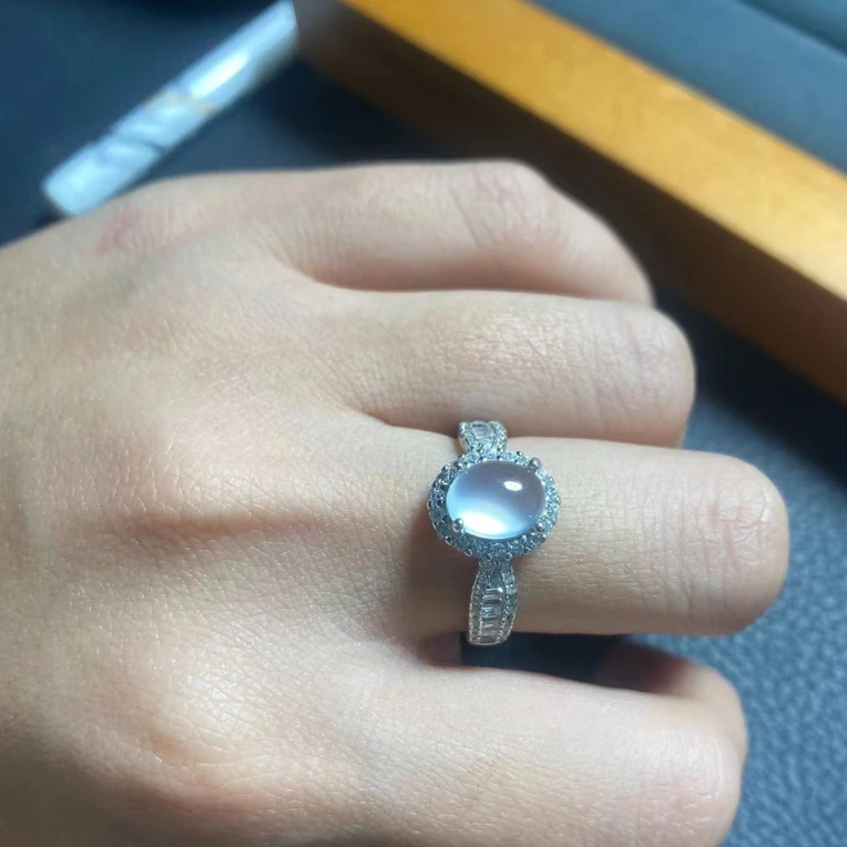 天然岫玉小蛮腰岫玉镶嵌戒指网红爆款气质s925银托镶嵌活口可调节