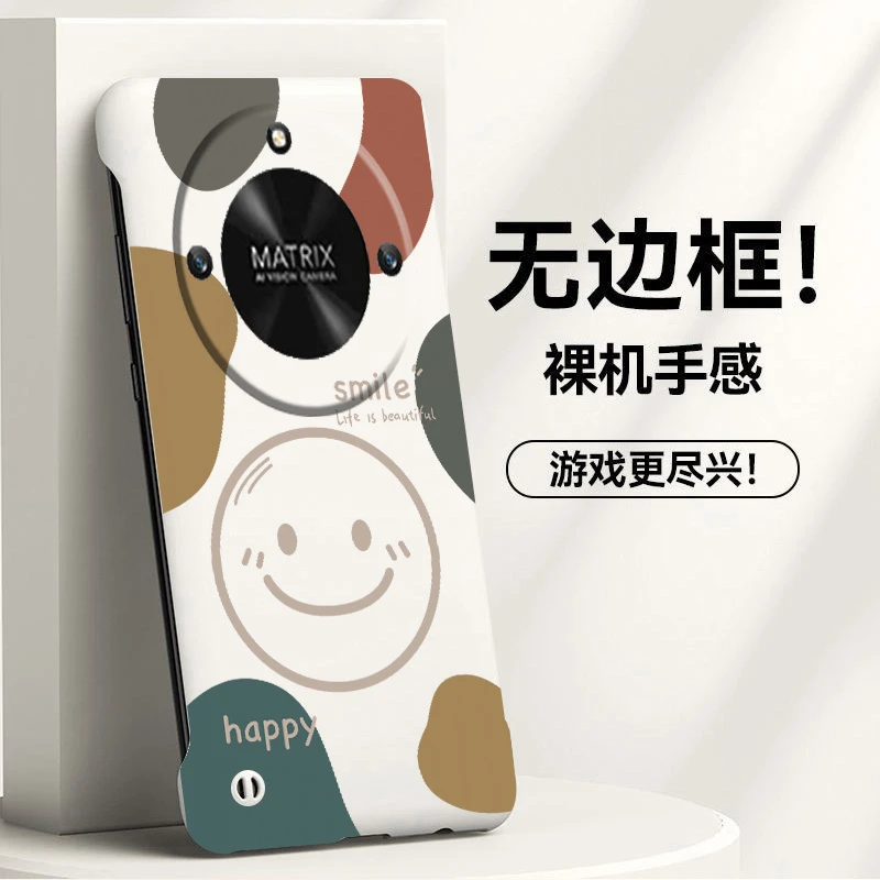 简约笑脸荣耀x50手机壳x40无边框gt半包pro超薄x30新款防摔女散热
