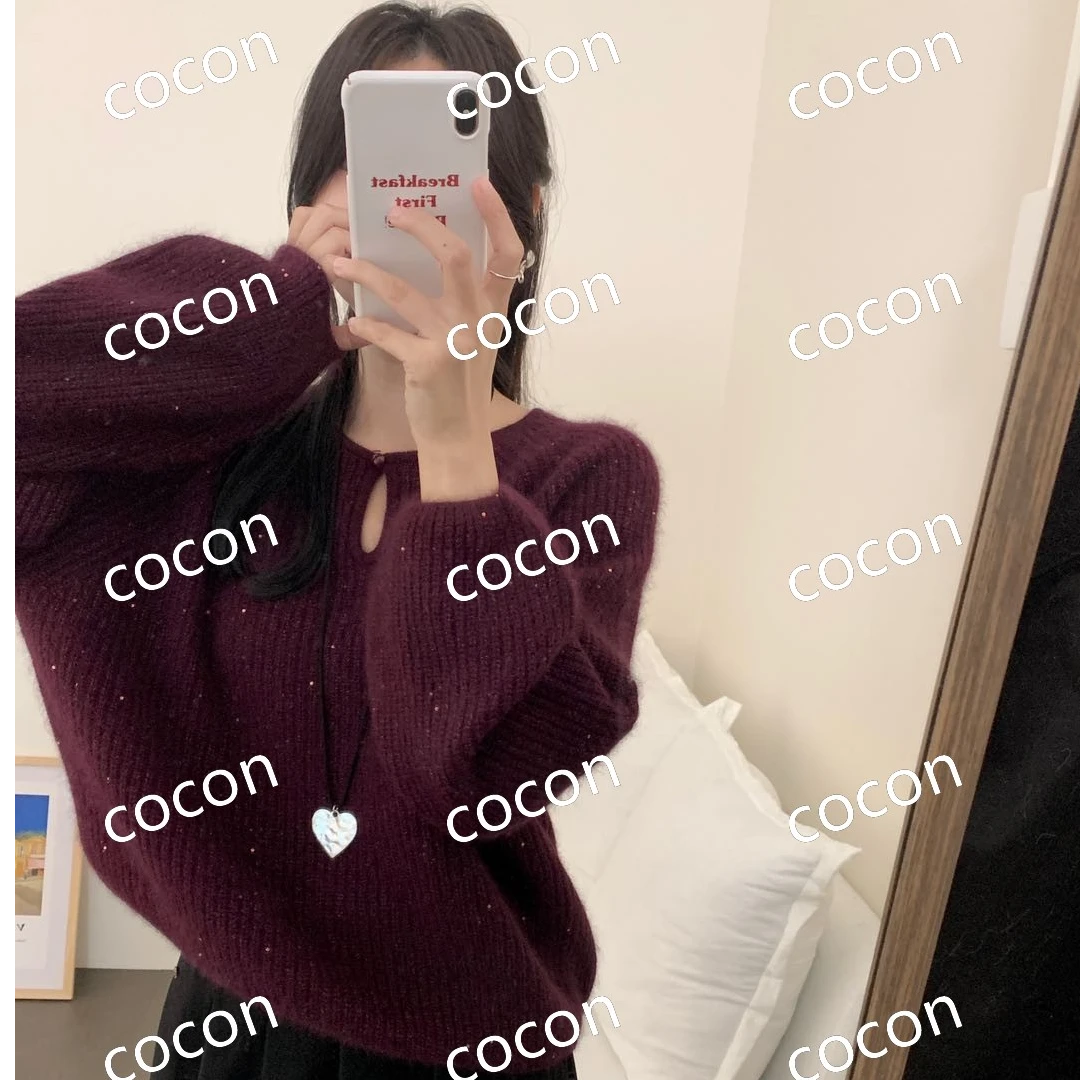 COCON-【红酒杯】设计感秋冬时尚百搭长袖网红慵懒风小众洋气羊毛衫
