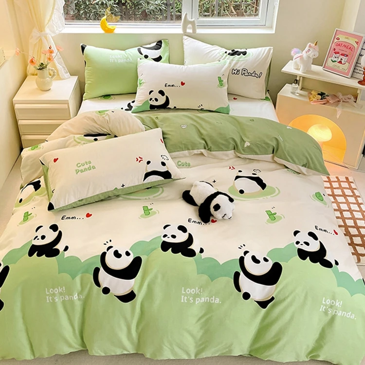 (活动热卖款)简约条纹格调床笠儿童卡通全棉三件套印花四件套LG