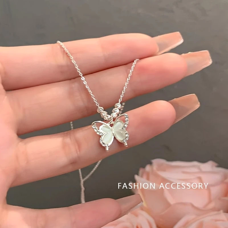 合金项链 精灵来信银色蝴蝶项链女小众设计清冷感锁骨链秋冬配饰