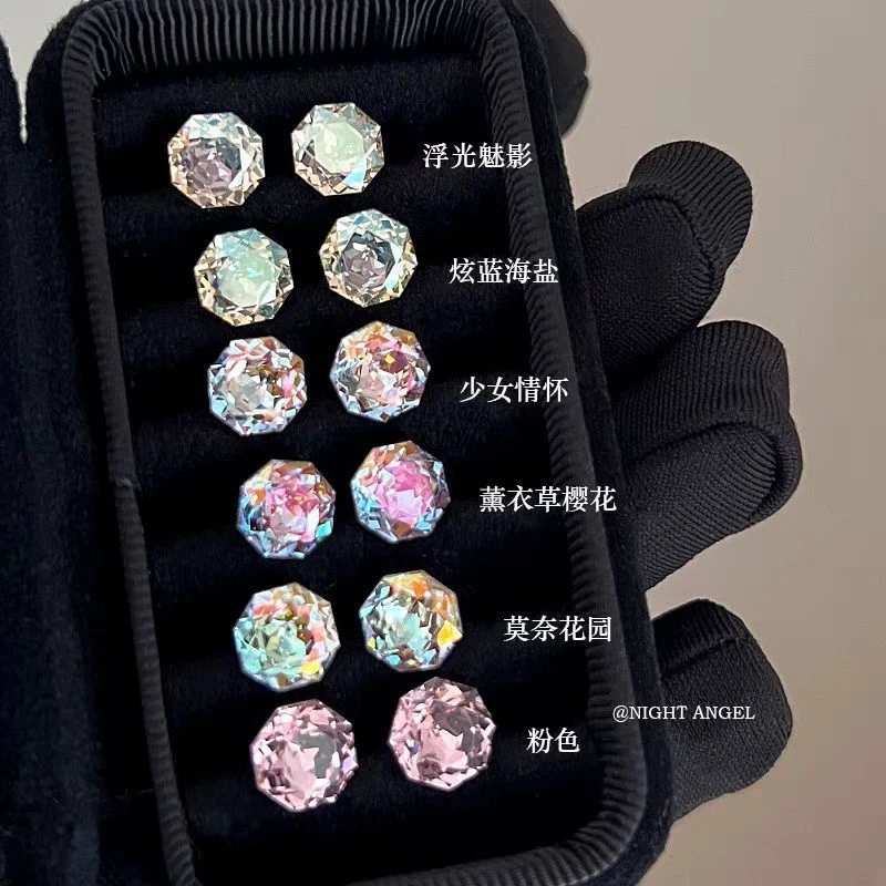 千禧玫瑰切耳夹爆闪磁吸耳骨夹幻彩无需耳洞耳蜗耳饰