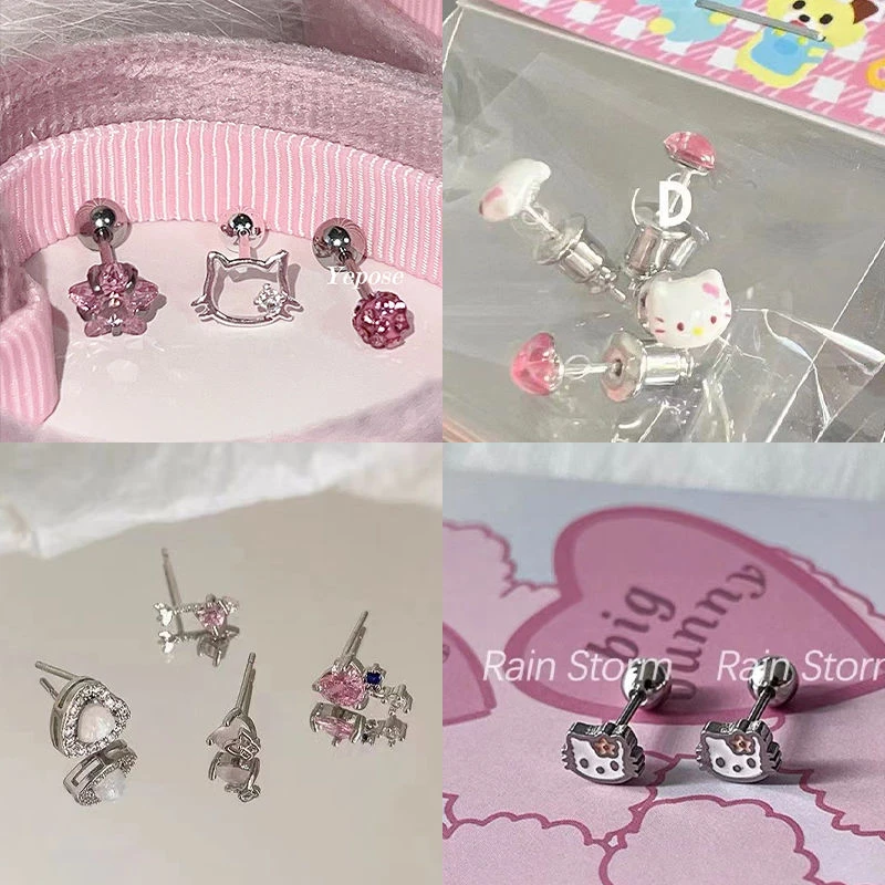 合金耳饰 可爱Kitty耳钉女小众设计气质耳环精致百搭轻高级耳饰