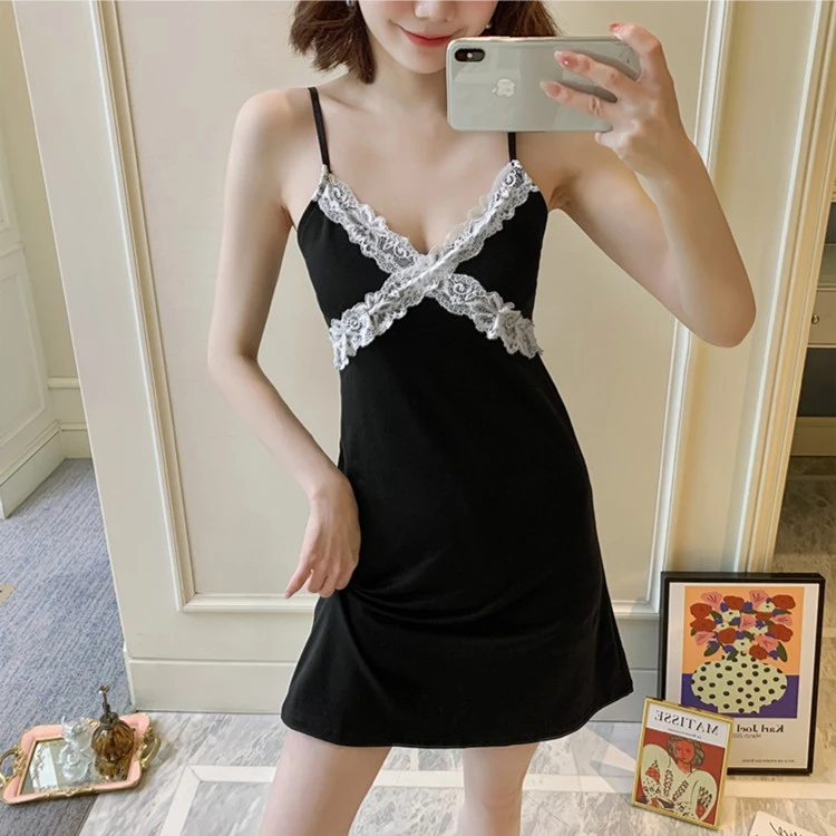 性感睡裙小众吊带连衣裙女夏季小个子黑色甜辣高端法式收腰短裙子