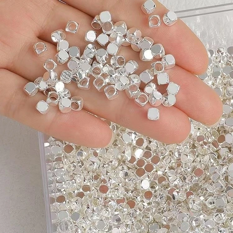 碎银几两锌合金保色百搭方块散珠串珠diy手工饰品手链项链配件