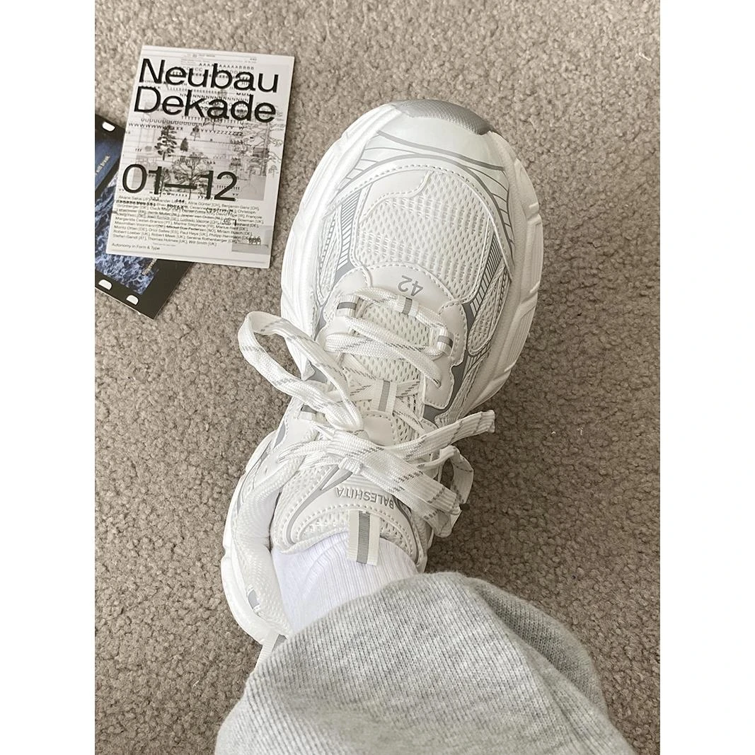 夏季新款白色增高老爹鞋男ins情侣透气休闲运动鞋小众复古厚底鞋