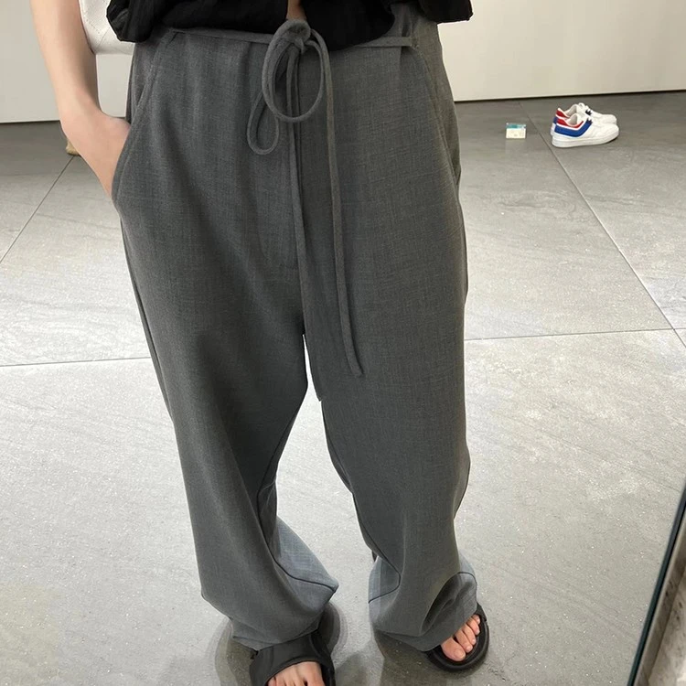 百搭系带设计感休闲慵懒西裤