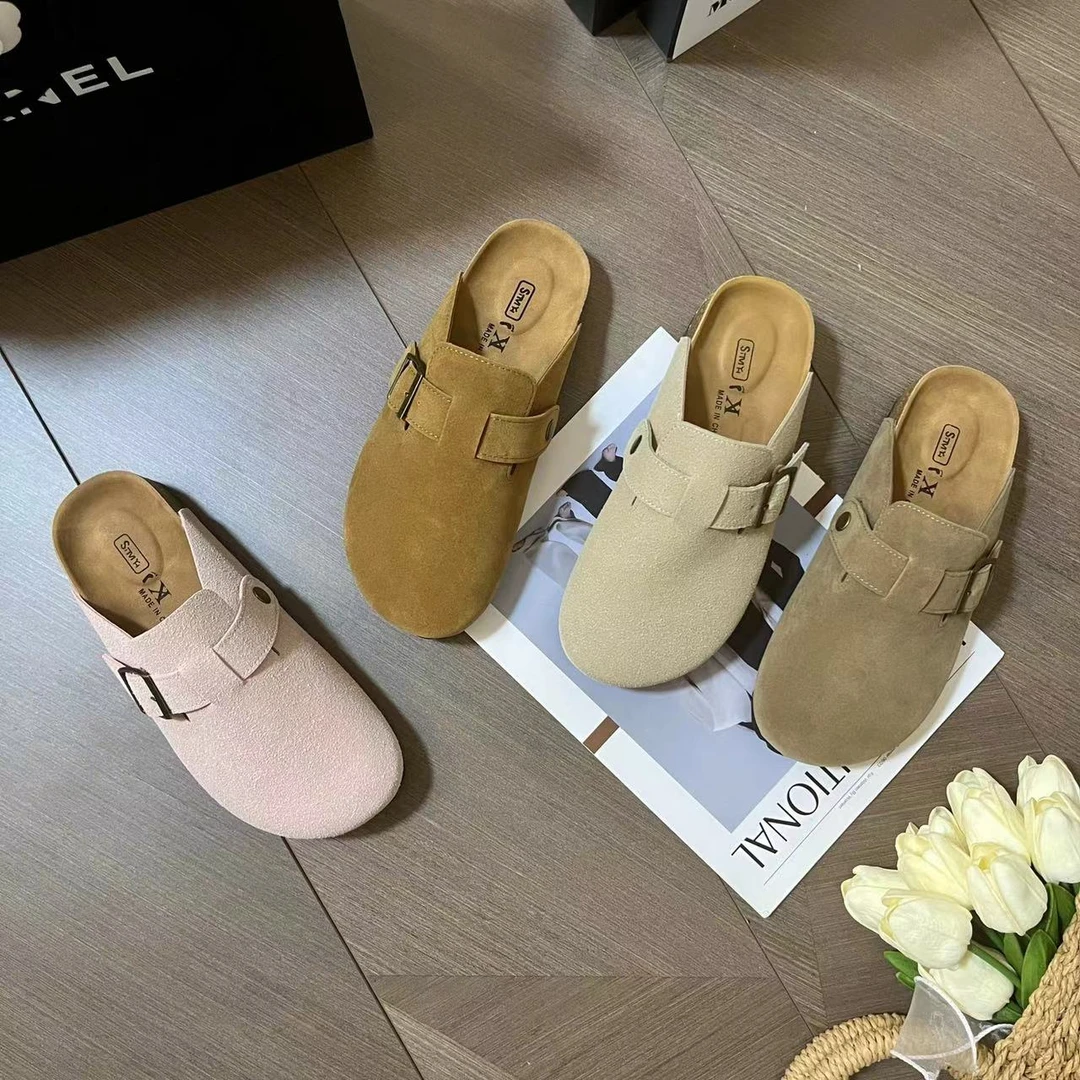2025春夏新款厚底博肯鞋包头半拖时尚轻便百搭一脚蹬软底防滑女鞋