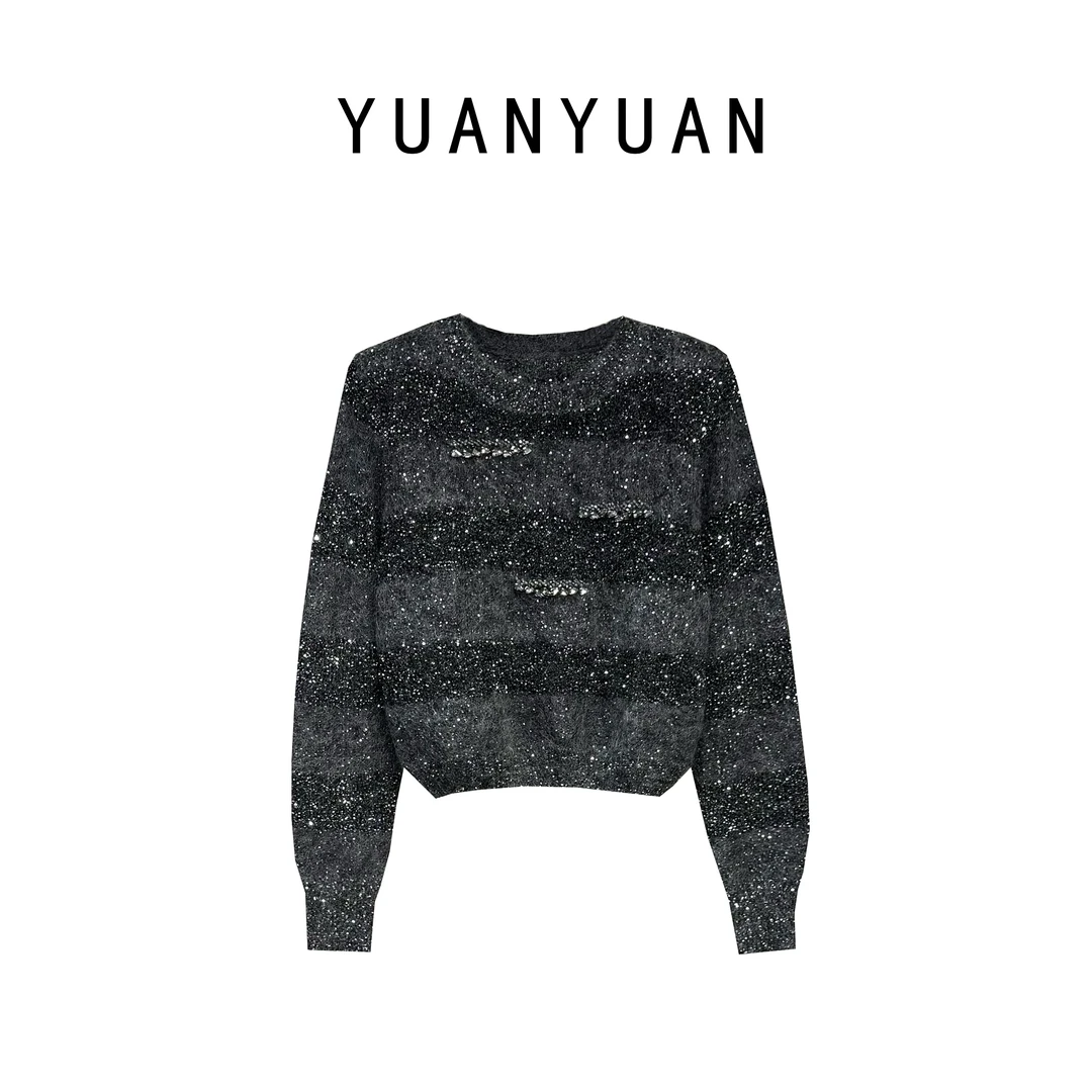 媛媛推荐【秋色宜人】气质网红轻奢时尚打底设计师针织衫A1301