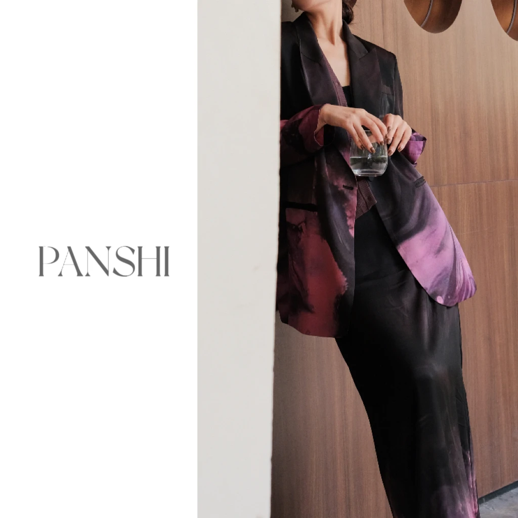 PANSHI原创小众设计晕染渐变扎色桑蚕丝西装套装