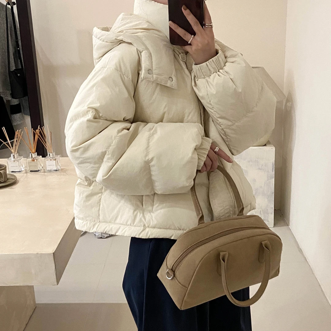 冬季新款！韩系ins风小个子短款休闲宽松显瘦连帽白鸭绒羽绒服