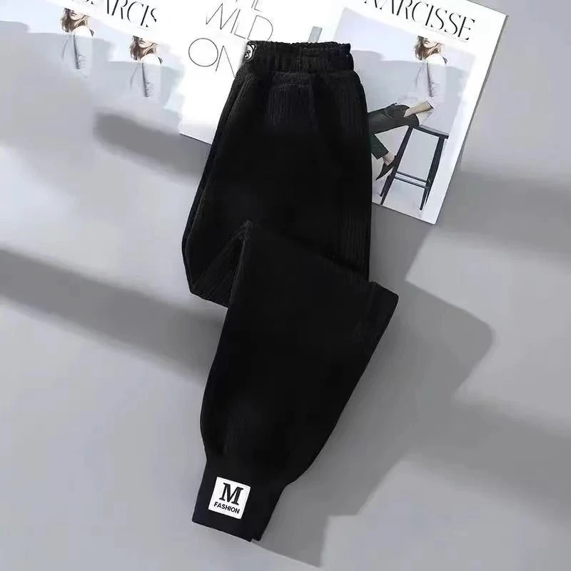 萌酷洋气加绒运动裤女童2023新款儿童裤子秋冬中大童束脚裤休闲长