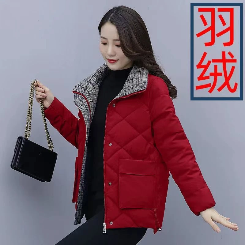 羽绒服女2022冬季新款白鸭绒羽绒服保暖立领时尚显瘦妈妈外套