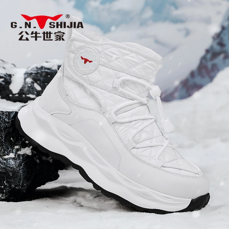 公牛世家2025新时尚雪地靴休闲雪地靴秋冬棉靴冬季加绒厚底高帮鞋