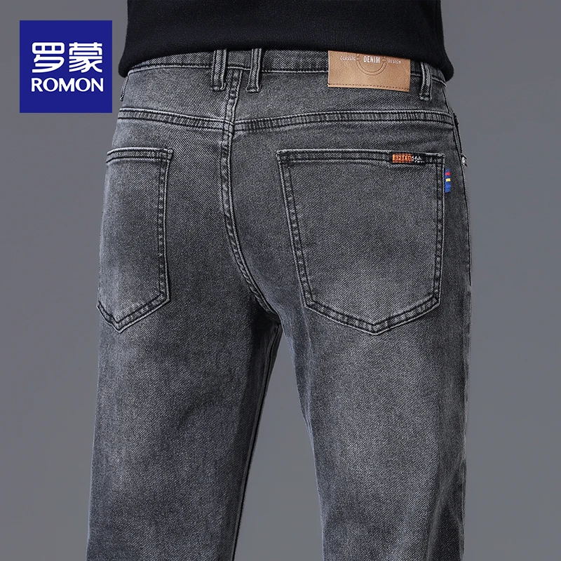 罗蒙休闲时尚牛仔裤2025春秋款百搭潮流男舒适修身直筒秋季高端裤
