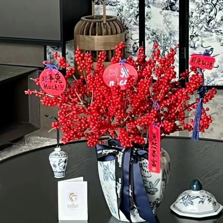 【年宵花材-中国红 一支独秀 冬青】 花期长 高品质