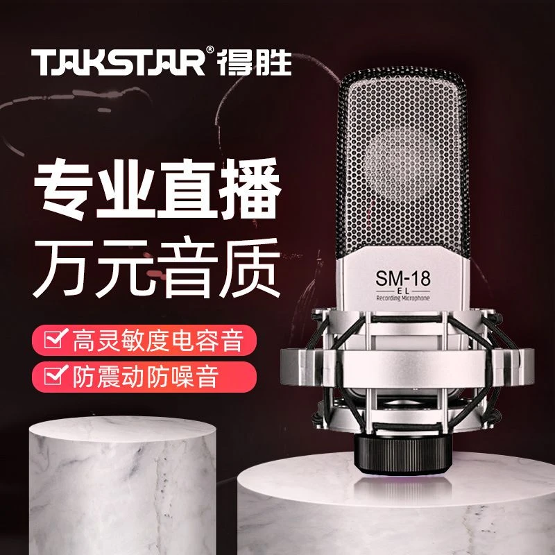 Takstar/得胜 SM-18EL大合唱电容话筒 K歌喊麦直播专业录音麦克风