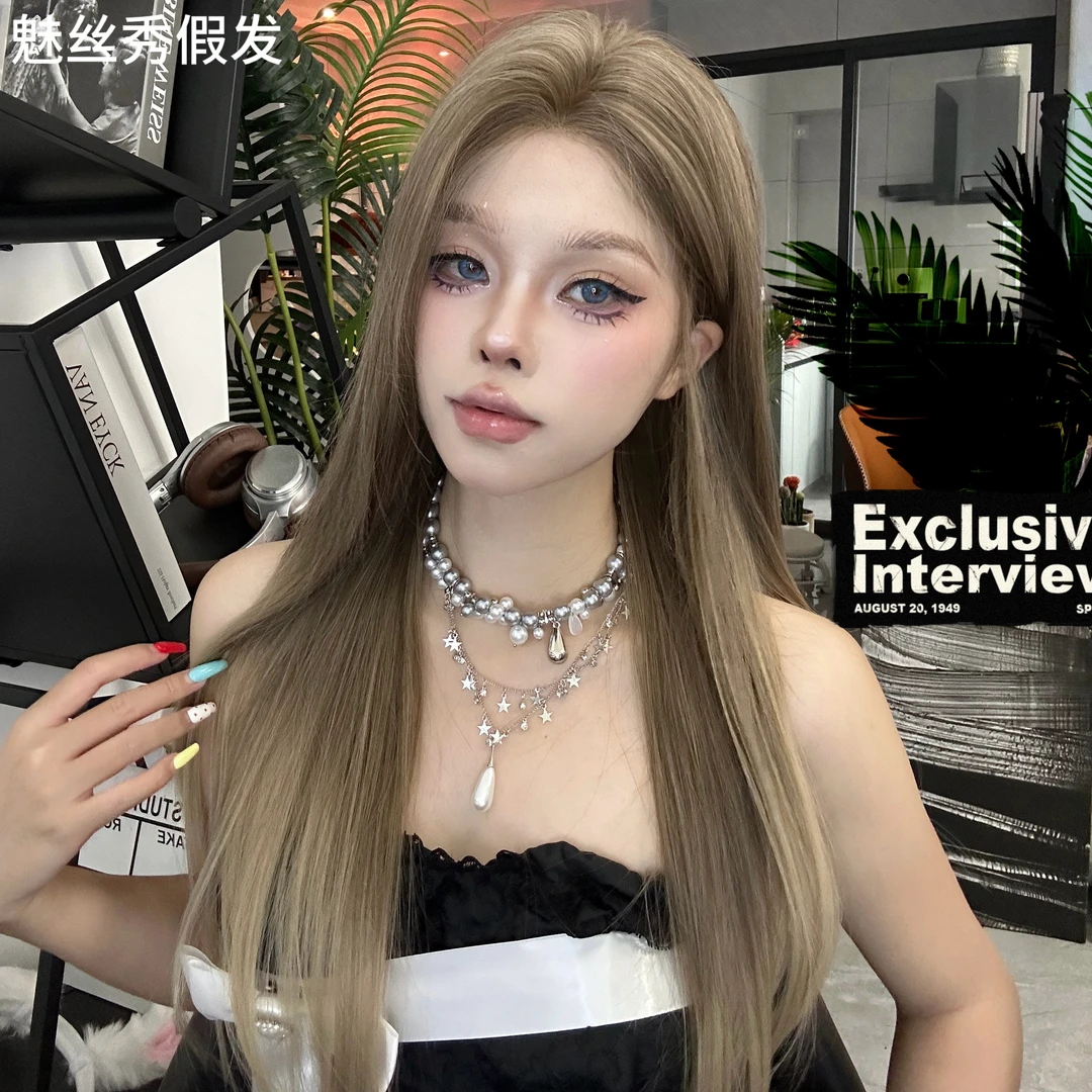 草莓熊专属-【渐变效应】假发女小额蕾丝五排手织双色渐变甜酷整顶