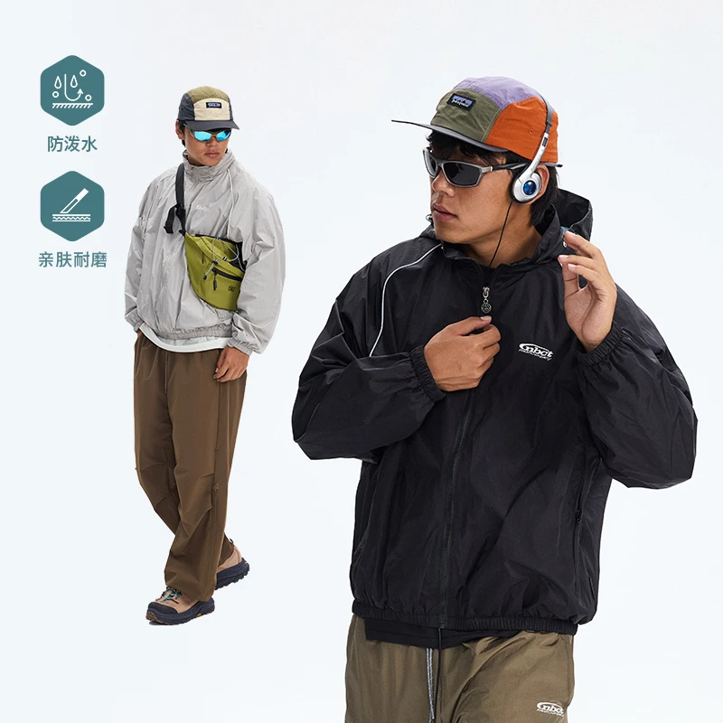 NBCT秋季运动户外防水夹克立领反光透气连帽藏帽宽松有里外套0274