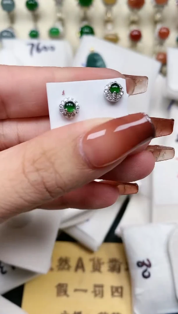 【闪购商品】翡翠耳饰银S925镶嵌1