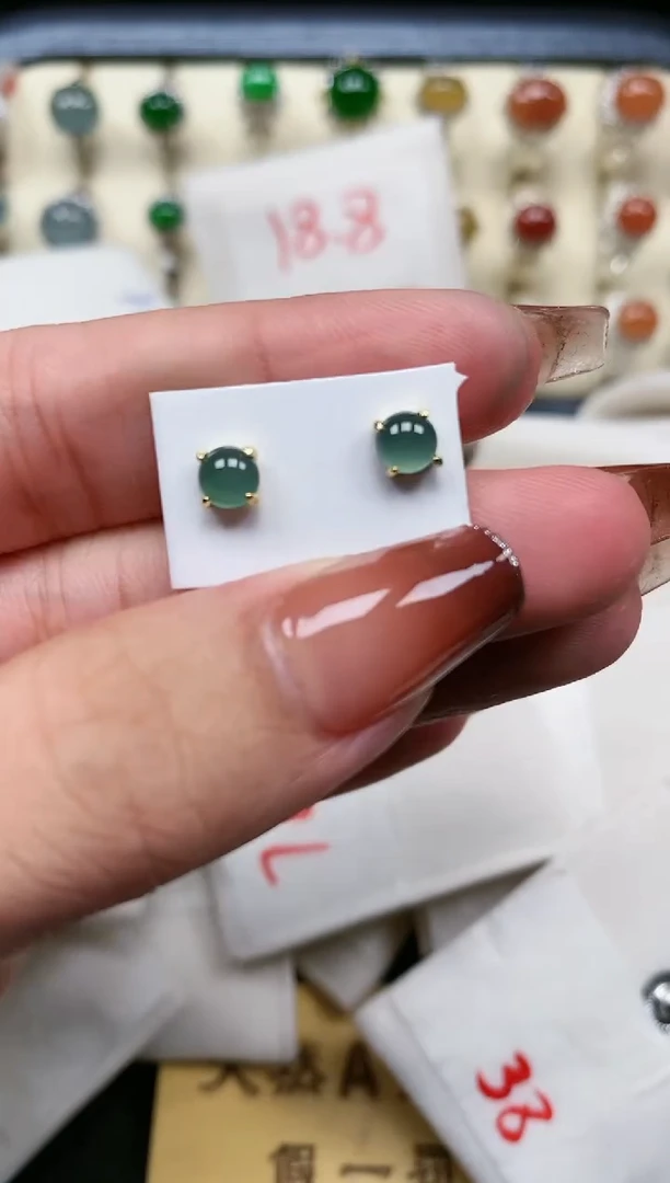 【闪购商品】翡翠耳饰银S925镶嵌1