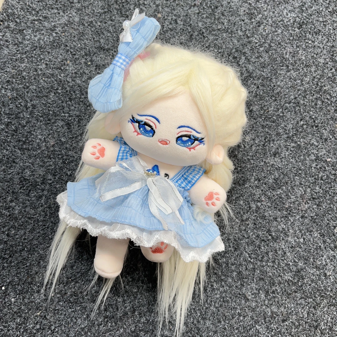 原创正品棉花娃娃洁洁女崽20CM可换装无属性原创炸接发片棉花娃娃