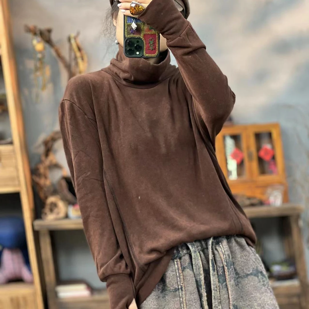 Y9 8812 秋冬季新品炒色文艺风休闲打底衫女士上衣 胸围120长62