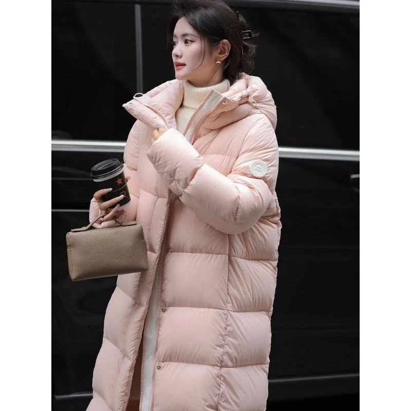 连帽加厚保暖过膝长款羽绒服90白鸭绒冬季哈尔滨雪山新款防风外套