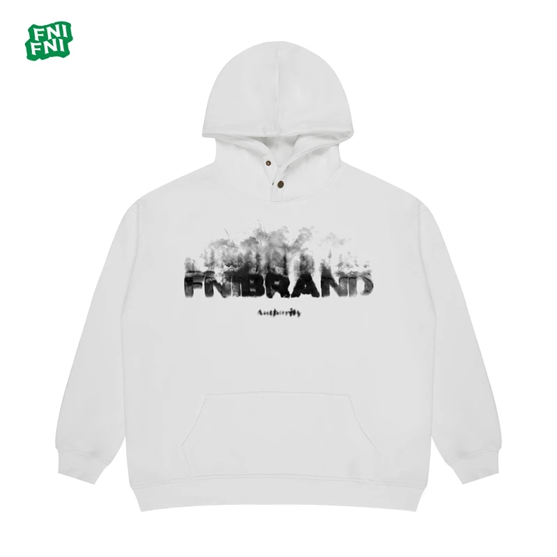 FNI国潮重磅棉（烟雾基础款）男女同款加绒连帽卫衣24早秋冬款胶浆