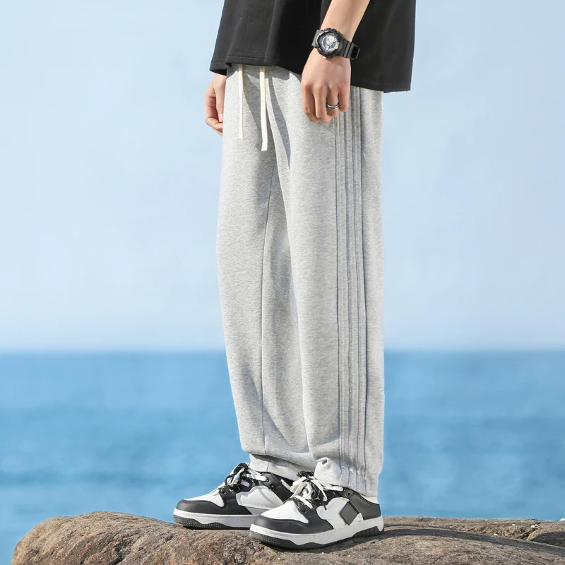 春季新品男士卫裤百搭直筒裤宽松休闲裤运动裤宽松长裤春秋款棉