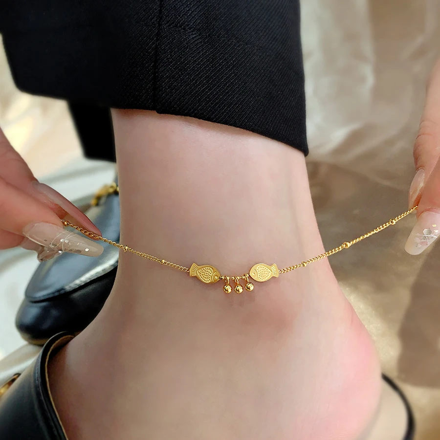 钛钢脚链 双鱼脚链女2024新款潮小众高级感足链金网红素款不掉色