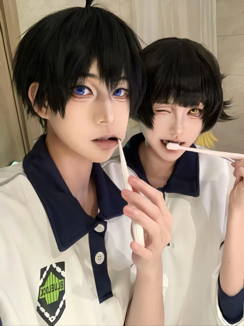 【ACGN】蓝锁学院风polo卫衣日系学院风卫衣超百搭拼接翻领