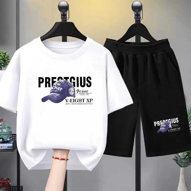 男童短袖t恤纯棉套装夏季儿童新款男孩纯棉中大童短袖短裤夏装潮