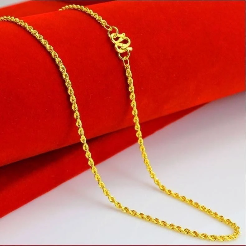 合金项链 5mm麻花情侣百搭链条可调节真金女款饰品锁骨链链子时尚