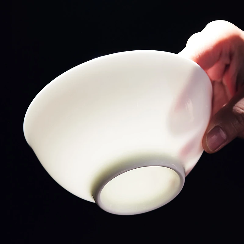 易洁简约5.25英寸骨瓷大号碗盘纯白高脚陶瓷碗家用米饭吃饭碗家用