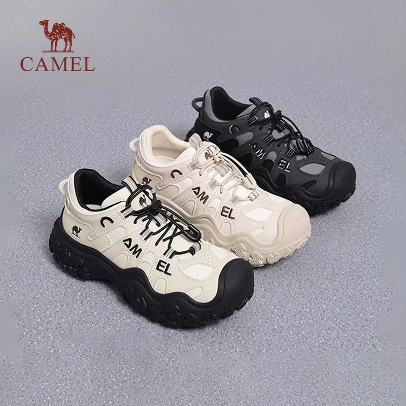 骆驼女鞋2024秋新款时尚休闲鞋老爹鞋女厚底丑萌鞋户外运动鞋