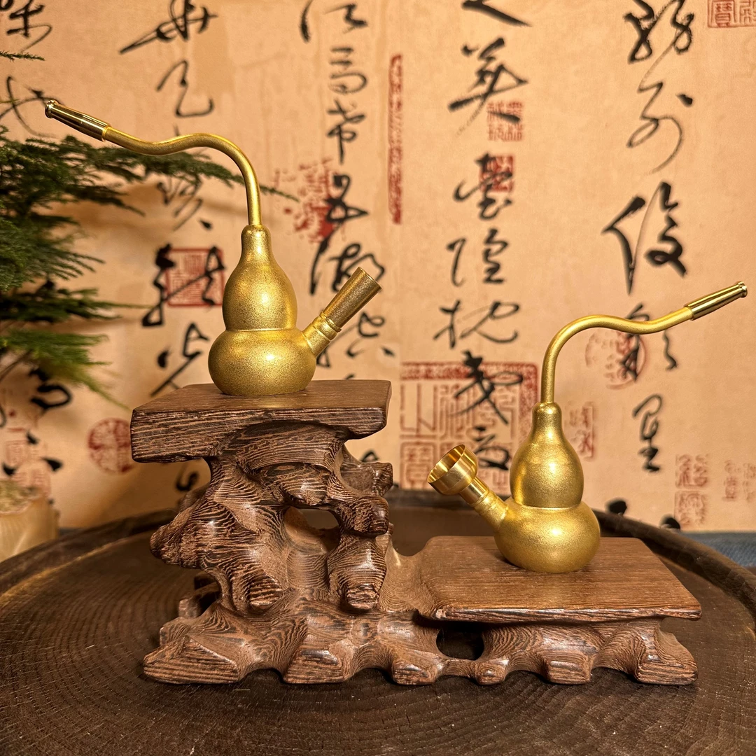 大号双接头带加长过滤嘴加厚加大铜葫芦水过滤粗中细四用