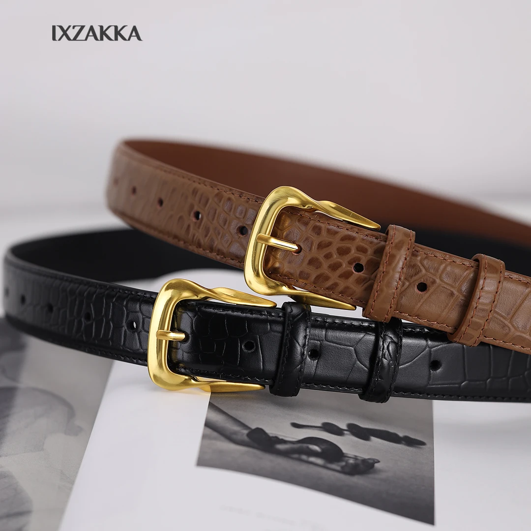 小众设计腰带女头层牛皮复古百搭针扣女士皮带简约时尚真皮裤腰带